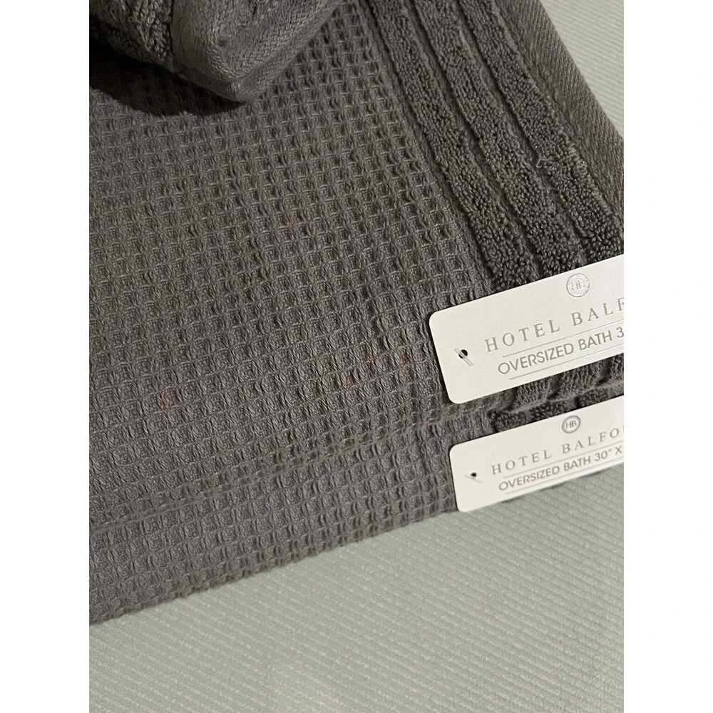Hotel Balfour Towels BATH HAND WASHCLOTH Terry Cotton GRAY WAFFLE WEAVE 9 Piece